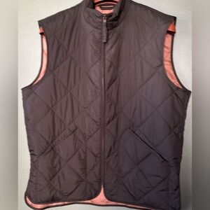 New men Sz L hunter green quilted zip up tall neck outwear business casual vest